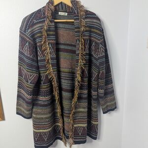 Margeaux & Eddie Open Front Bohemian Southwest Fringe Cardigan, 1X